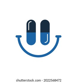 Logo-Vorlage für Kapsellächeln, Vektorsymbol