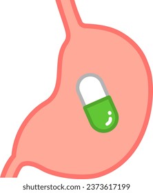 Capsule in the Stomach Isolated Vector Illustration