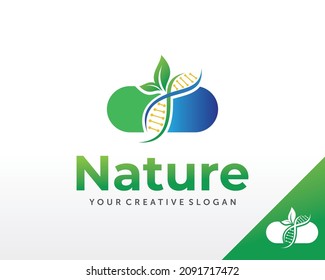 Capsule Supplement Logo design. Herbal Drug Logo design vector