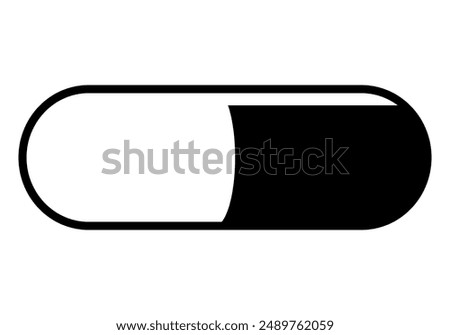 capsule symbol icon - black and white illustration of one pill sign, isolated on white background