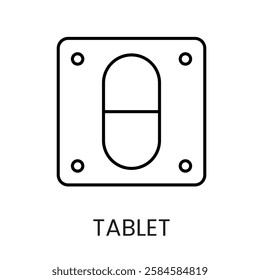 A capsule tablet in a blister pack icon in vector, representing medication packaging, with an editable stroke.