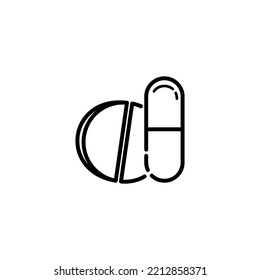 Capsule and tablet icon . Flat icons. Outline styles.