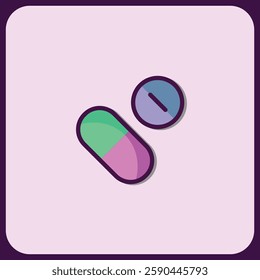 Capsule and Tablet Icon: Healthcare and Medicine Symbol