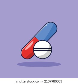 Kapsel und Tablettenmedizin Vektorgrafik. Medizin. Apotheke. Flachbildfernseher geeignet für das Symbol, Web-Landing-Page, Banner, Flyer, Aufkleber, Karte, Hintergrund, T-Shirt, Clipart-Kunst