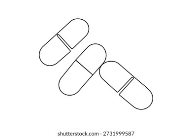 Ícone de comprimidos e comprimidos de cápsula criado com uma única linha contínua para marca médica minimalista