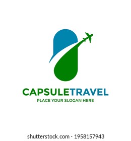 capsule travel vector logo template illustration.This logo suitable for travel