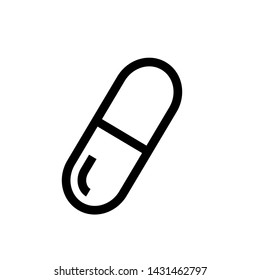 Capsule vector black line flat icon, medical icon