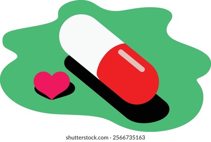 Capsule Vector design with love shape on white background  