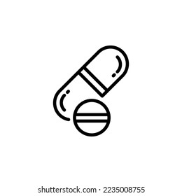 Capsule vector icon. medicine icon outline style. perfect use for logo, presentation, website, and more. simple modern icon design line style