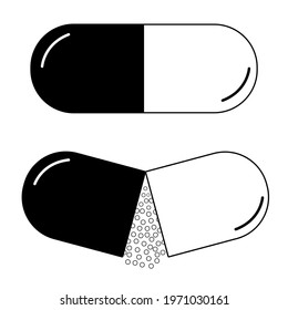 Capsule vector icon on white isolate background, medicine icon