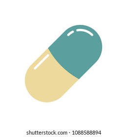 capsule vector icon, pill icon, medicine icon, flat design best vector capsule illustration