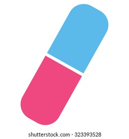 Capsule vector icon. Style is bicolor flat symbol, pink and blue colors, rounded angles, white background.