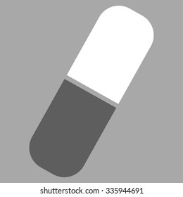 Capsule vector icon. Style is bicolor flat symbol, dark gray and white colors, rounded angles, silver background.
