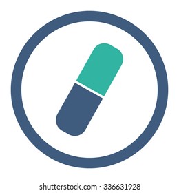Capsule vector icon. Style is bicolor flat rounded symbol, cobalt and cyan colors, rounded angles, white background.