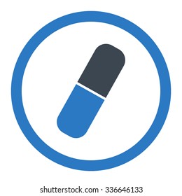Capsule vector icon. Style is bicolor flat rounded symbol, smooth blue colors, rounded angles, white background.