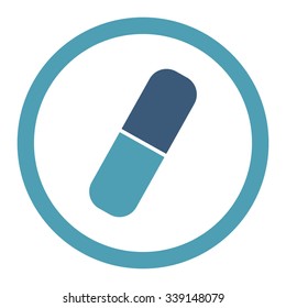 Capsule vector icon. Style is bicolor flat rounded symbol, cyan and blue colors, rounded angles, white background.