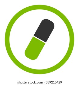 Capsule vector icon. Style is bicolor flat rounded symbol, eco green and gray colors, rounded angles, white background.