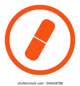 Capsule vector icon. Style is flat rounded symbol, orange color, rounded angles, white background.