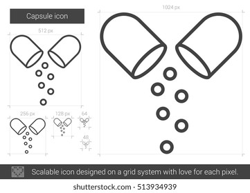 Capsule vector line icon isolated on white background. Capsule line icon for infographic, website or app. Scalable icon designed on a grid system.