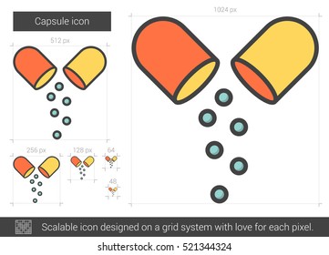 Capsule vector line icon isolated on white background. Capsule line icon for infographic, website or app. Scalable icon designed on a grid system.