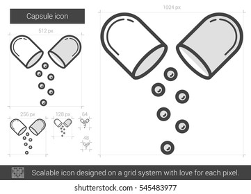 Capsule vector line icon isolated on white background. Capsule line icon for infographic, website or app. Scalable icon designed on a grid system.