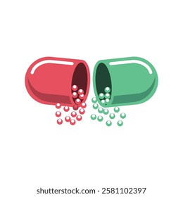 Capsule vector, powder falling form capsule vector, logo design element