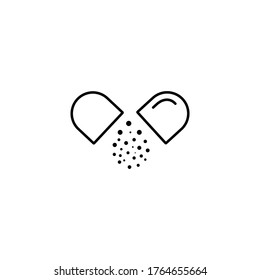 Capsule vector solid black glyph flat icon, medical icon