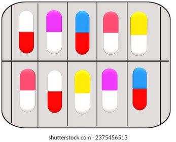  Medicina y cápsulas, imagen vectorial de la píldora vitamínica