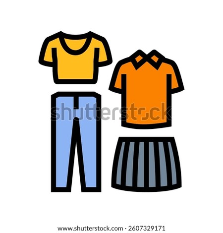 capsule wardrobe thrift driven fashion color icon vector. capsule wardrobe thrift driven fashion sign. isolated symbol illustration