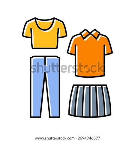 capsule wardrobe thrift driven fashion color icon vector. capsule wardrobe thrift driven fashion sign. isolated symbol illustration