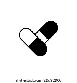Capsules Black and White Filled Icon. Vector sign for applications, books, banners, adverts, sites, shops, stores