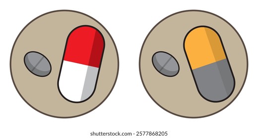 Capsules black and white vector icon
