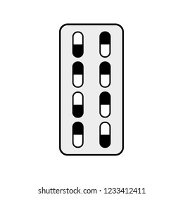 Capsules in blister on white background. Vector illustration