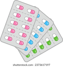 Kapseln Blisterpackungen einzelne Vektorgrafik