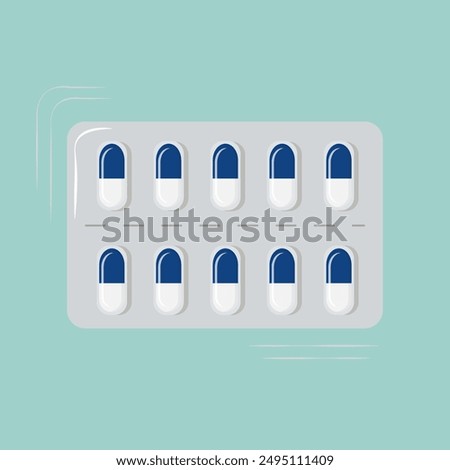 capsules in a blister in a vector. the icon of capsules in a blister.