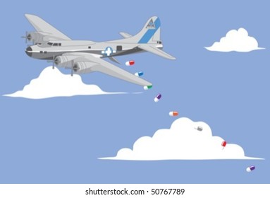 capsules drop from an airplane