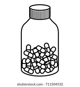 capsules drugs in bottle