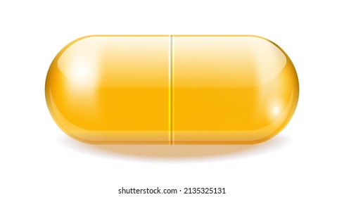 Capsules with golden oil, cosmetics, vitamin, omega 3 golden bubble, collagen
