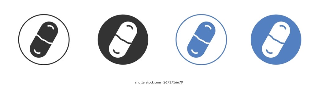 Colección de ícono de cápsulas para App en colores negro y azul