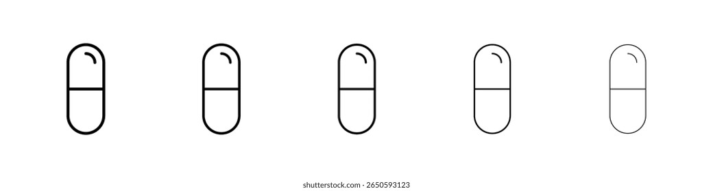 Capsules icon graphic set. trendy stroke line style