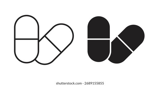 Capsules icon vector in simple flat design, outline.