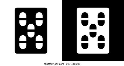Kapseln. Symbol in der weißen und schwarzen Version.