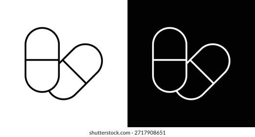 Ícones de cápsulas vetor preto e branco, conjunto de ícones de linha.