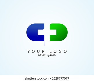 Capsules logo vector design template. Graphic pilule with cross label symbol for pharmacy