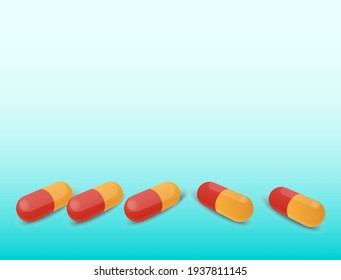 Capsules on a bright blue background