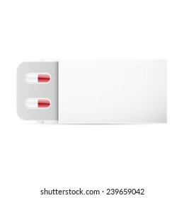 Capsules packed in blister, isolated on white