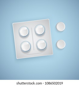 Capsules And Pills in New Blister Pack, Medical Products, Realistic Vector