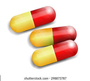 Capsules Pills with shadows -- Vector illustration