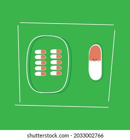 Capsules with separated one have emoticon face