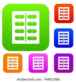 Capsules set icon color in flat style isolated on white. Collection sings vector illustration